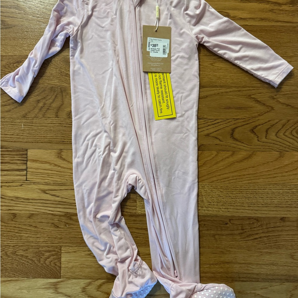 Angel Dear Nosegray Pink Footed One-Piece Zipper Sleepwear. 2 way zipper